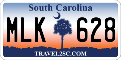 SC license plate MLK628