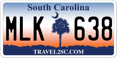 SC license plate MLK638