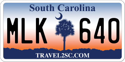 SC license plate MLK640