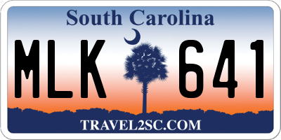 SC license plate MLK641