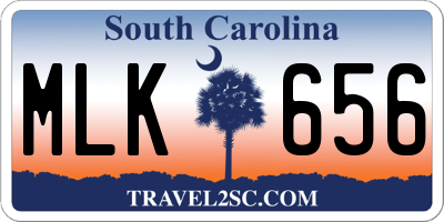 SC license plate MLK656