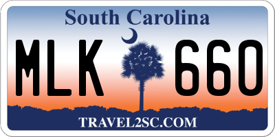 SC license plate MLK660