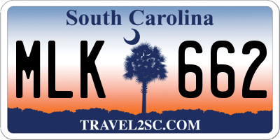SC license plate MLK662