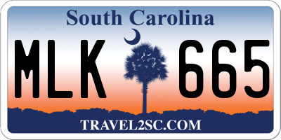 SC license plate MLK665