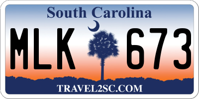 SC license plate MLK673