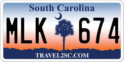 SC license plate MLK674