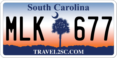 SC license plate MLK677