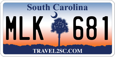 SC license plate MLK681
