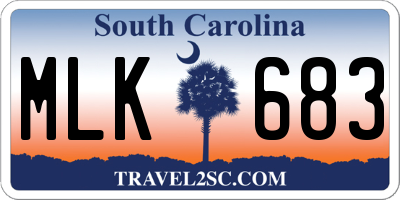 SC license plate MLK683