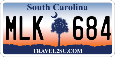 SC license plate MLK684