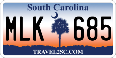 SC license plate MLK685