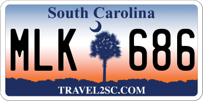 SC license plate MLK686