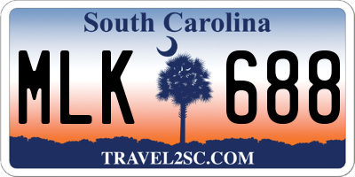 SC license plate MLK688