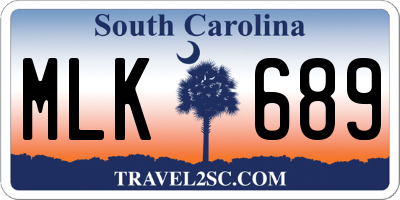 SC license plate MLK689