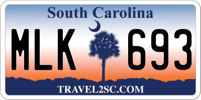 SC license plate MLK693