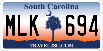 SC license plate MLK694