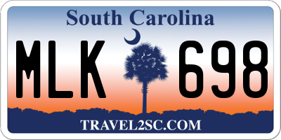 SC license plate MLK698