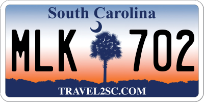 SC license plate MLK702