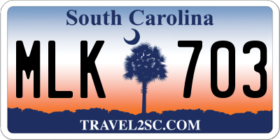 SC license plate MLK703