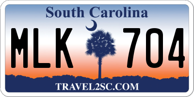 SC license plate MLK704