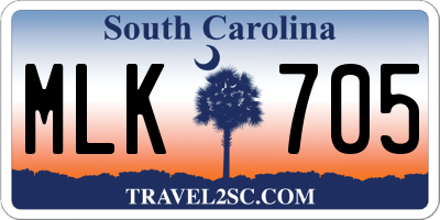 SC license plate MLK705