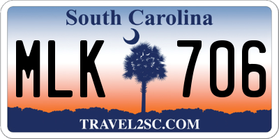 SC license plate MLK706