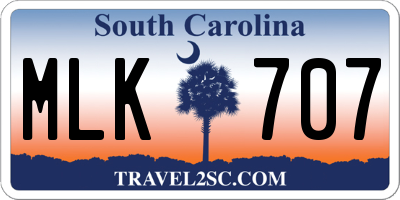 SC license plate MLK707