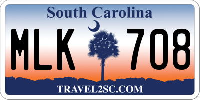 SC license plate MLK708