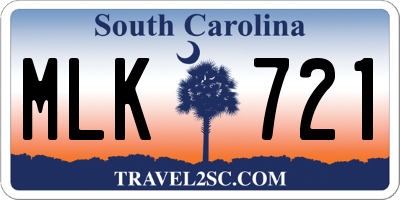 SC license plate MLK721