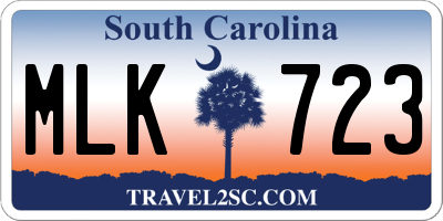 SC license plate MLK723