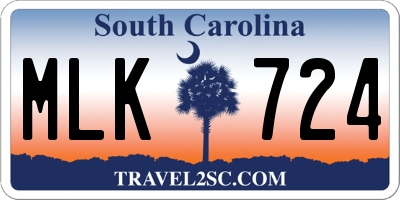 SC license plate MLK724