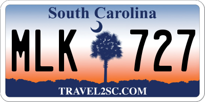 SC license plate MLK727