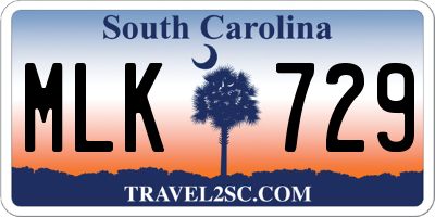 SC license plate MLK729