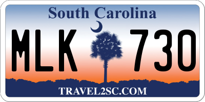 SC license plate MLK730