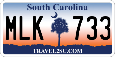 SC license plate MLK733