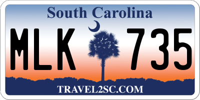 SC license plate MLK735