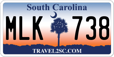 SC license plate MLK738