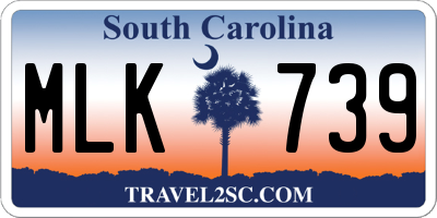 SC license plate MLK739