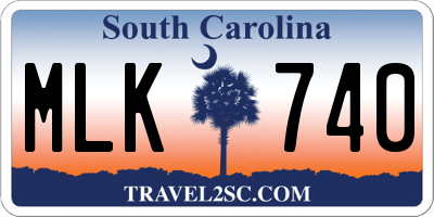 SC license plate MLK740