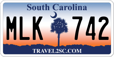 SC license plate MLK742
