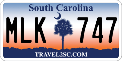 SC license plate MLK747