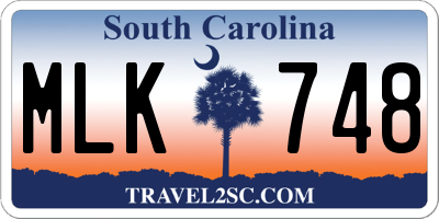 SC license plate MLK748