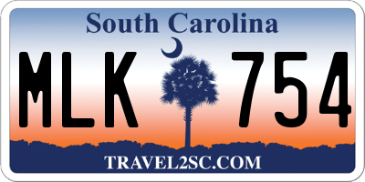 SC license plate MLK754