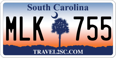 SC license plate MLK755