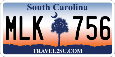 SC license plate MLK756