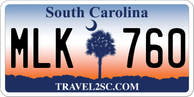 SC license plate MLK760