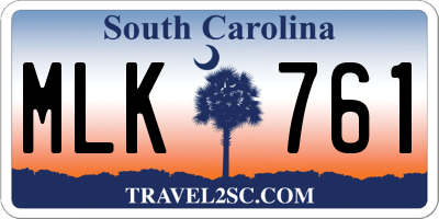 SC license plate MLK761