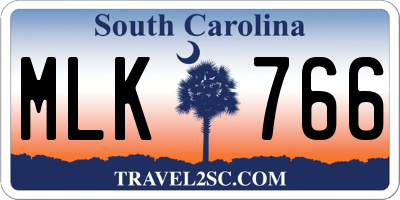 SC license plate MLK766