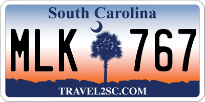 SC license plate MLK767