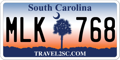 SC license plate MLK768